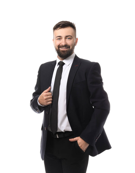 Confident businessman on white background - Foto, Imagen