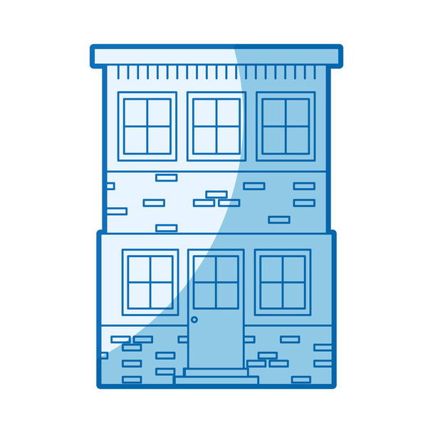 синій затінюючий силует будинку з двох поверхів
 - Вектор, зображення