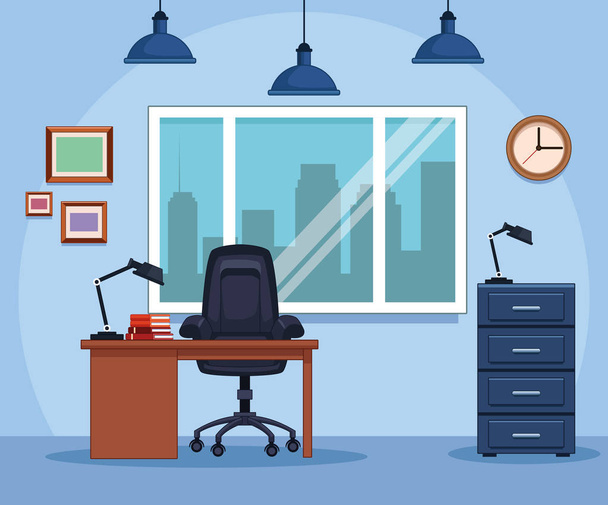 Business office workplace - Vector, Image