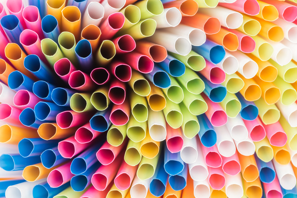 close up of colorful and bright plastic straws with copy space  - Photo, Image
