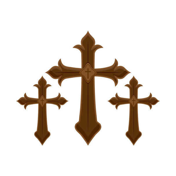 set of crosses catholics - Vector, Image