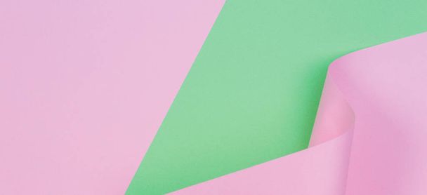 Abstract geometric shape pastel pink and green color paper background - Φωτογραφία, εικόνα