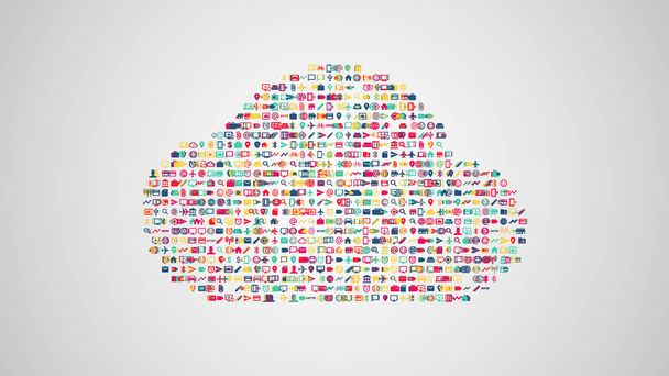 Cloud computing ilustracja koncepcja z zestawy symboli mod - Zdjęcie, obraz