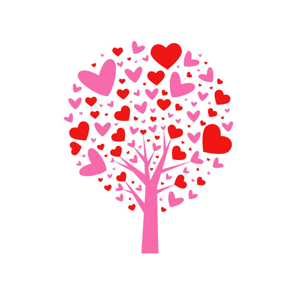 Valentine tree. leaf from hearts. Isolated on white background.  - ベクター画像