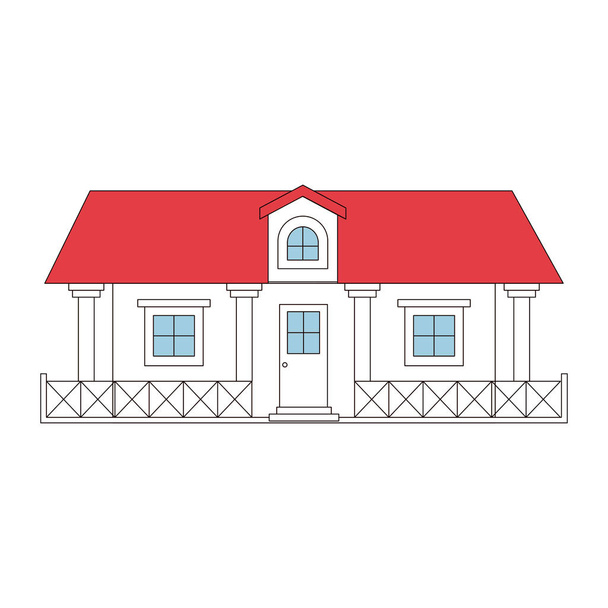Korkuluk ve tavan ile kır evi renk bölümleri siluet - Vektör, Görsel