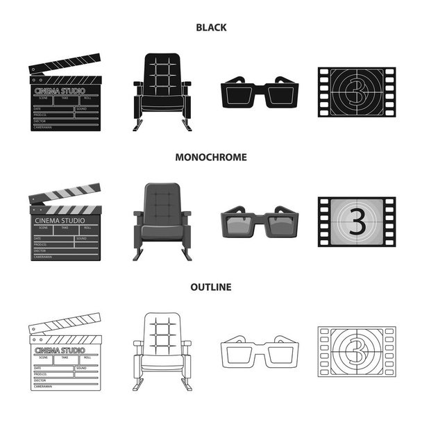Diseño vectorial de la televisión y el logotipo de filmación. Conjunto de televisión y visualización de stock de símbolo para la web
. - Vector, imagen