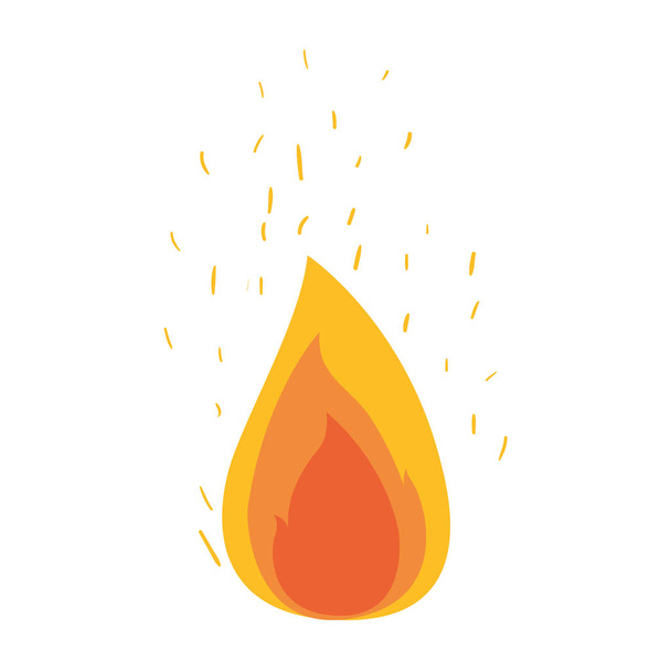 white background with flame and fire sparks - Vector, Image
