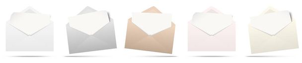 gekleurde enveloppen met lege papier - Vector, afbeelding