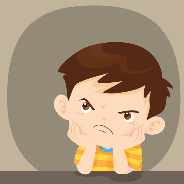 angry boy sitting disgruntled look on face - Vector, Image