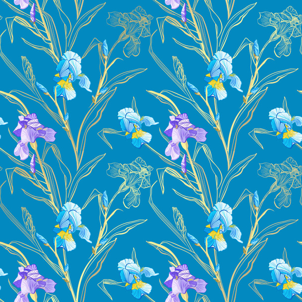 Floral seamless pattern. Flower iris background. Floral seamless texture with flowers. - Διάνυσμα, εικόνα