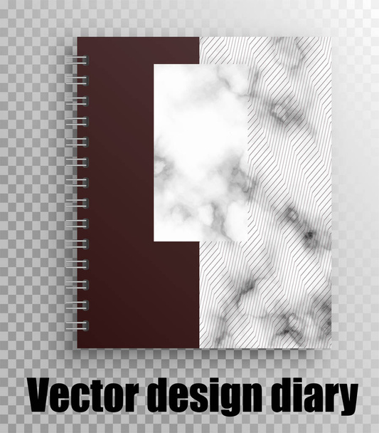 Mockup vettoriale di blocco note, diario su una molla. Texture in marmo - Stampa elegante
 - Vettoriali, immagini