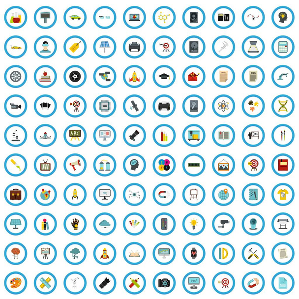 100 idee reclame iconen instellen, vlakke stijl - Vector, afbeelding