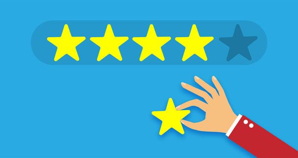 Businessman hand giving five star rating, Feedback concept vector illustration flat style - Vector, Image
