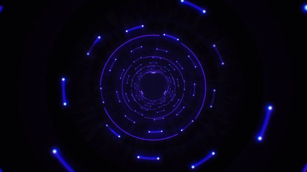 Círculos de luz abstractos azules bucle sin costura. Animación de un bucle de túnel de fondo abstracto con círculos de luz brillante. Iluminación futurista espacio de neón. Círculos abstractos túnel de neón
. - Foto, imagen