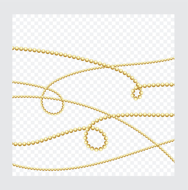 Runde Kette in Gold- oder Bronzefarbe. realistische String-Perlen isoliert. dekoratives Element. Goldperlen-Design. Vektorillustration. - Vektor, Bild
