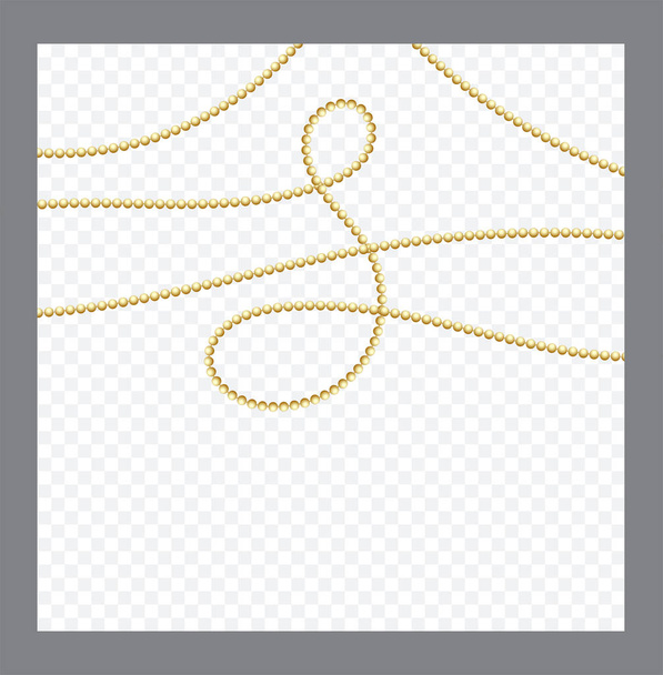 Golden or Bronze Color Round Chain. Realistic String Beads insulated. Decorative element. Gold Bead Design.Vector illustration. - Vector, Image