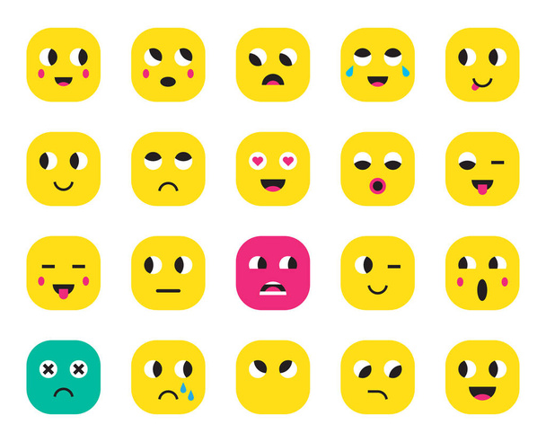 Set of Emoticons Stickers, Emoji. Vector Illustration. - Vector, Image