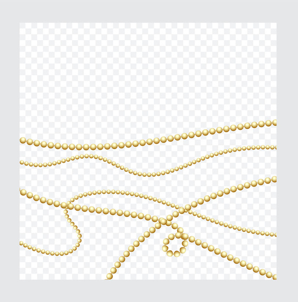 Runde Kette in Gold- oder Bronzefarbe. realistische String-Perlen isoliert. dekoratives Element. Goldperlen-Design. Vektorillustration. - Vektor, Bild