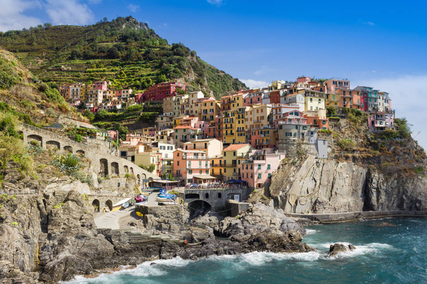 Manarola, wioski rybackiej. Parku Narodowego Cinque Terre, Liguria I - Zdjęcie, obraz