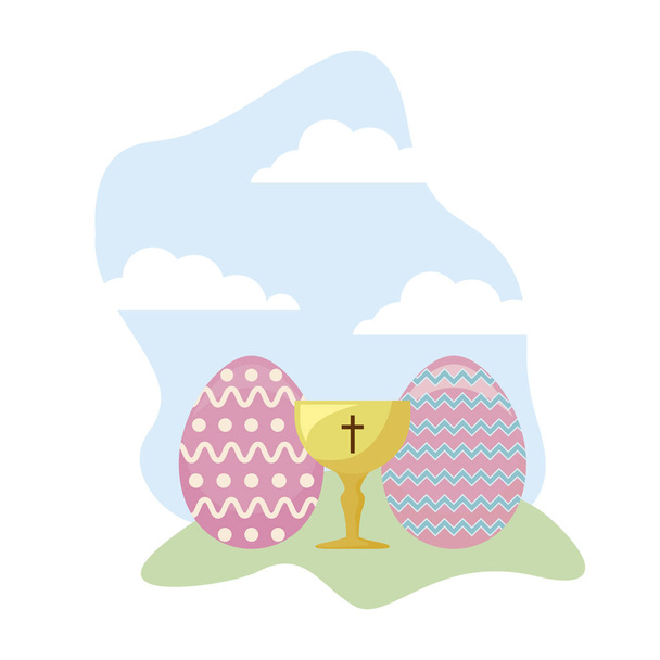 a tojás a húsvét Szent kehely - Vektor, kép