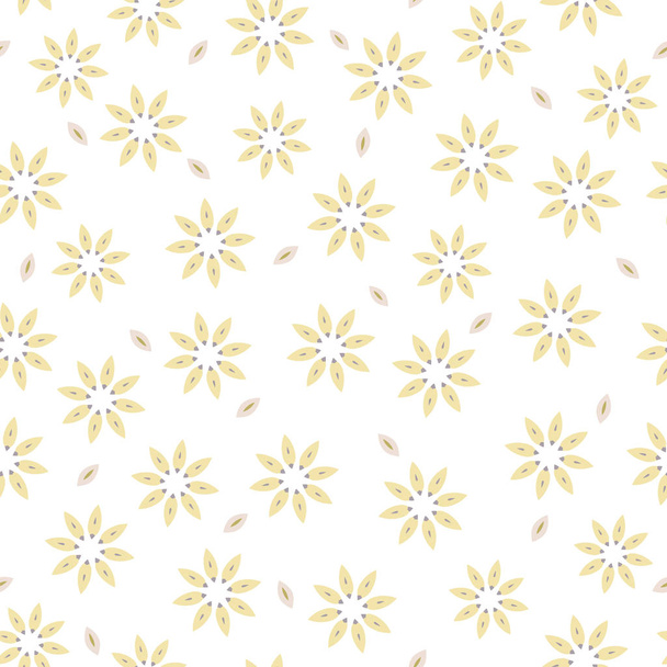 Spring Flower Motif Daisy Style Seamless Vector Pattern. Hand Drawn Allover Floral - Vetor, Imagem