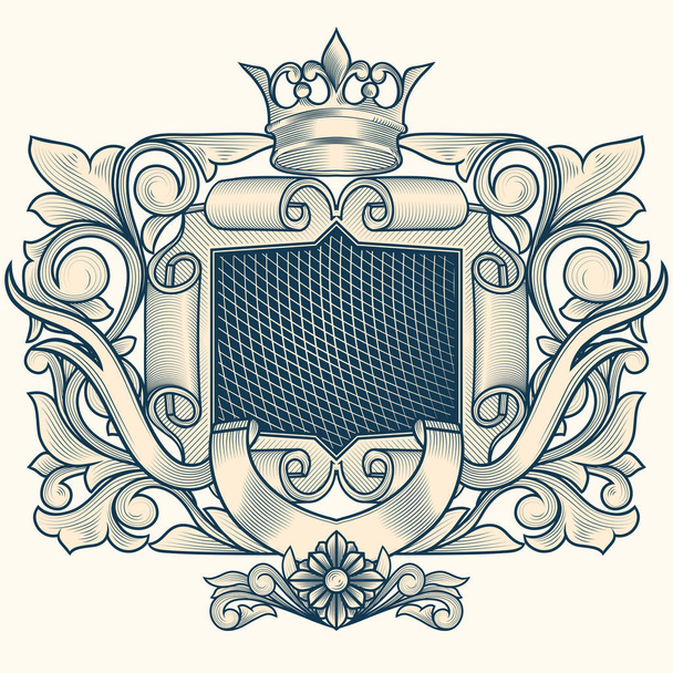 Орнаментальна декоративна вінтажна емблема
 - Вектор, зображення