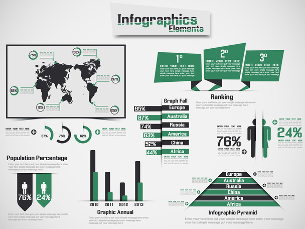 demografické prvek Infographic web nový styl zelený - Vektor, obrázek