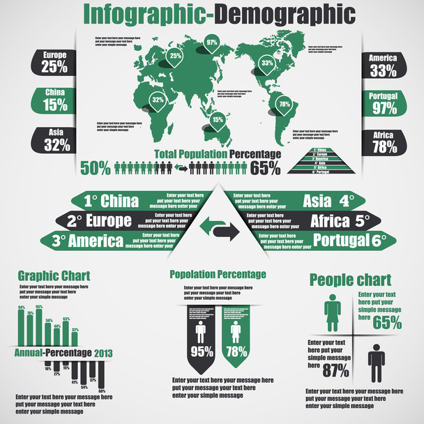 Infographic demografické nový styl 10 zelená - Vektor, obrázek