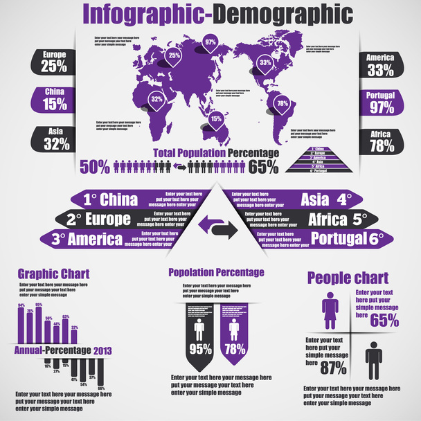 Infographic demografické nový styl 10 fialová - Vektor, obrázek