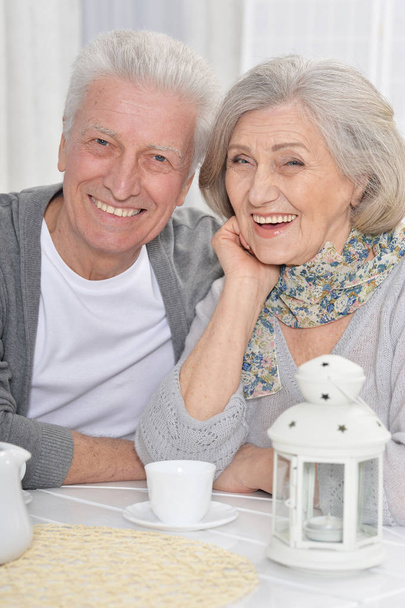 Senior couple drinking tea  - Zdjęcie, obraz
