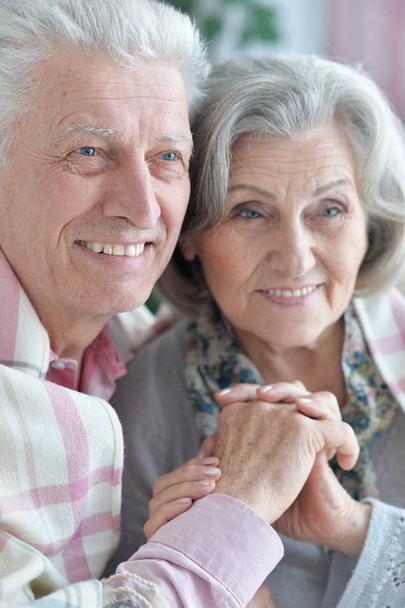 happy Senior couple posing  at home  - Фото, изображение
