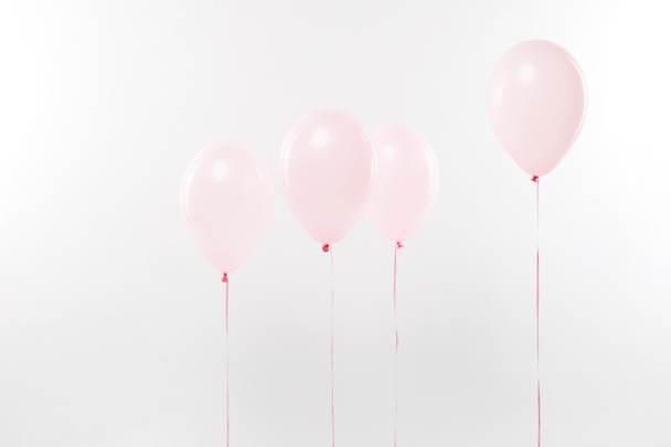 decorative pink air balloons on white with copy space - Φωτογραφία, εικόνα
