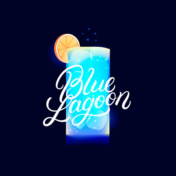 Alcohol cocktail Blue Lagoon. - Vetor, Imagem