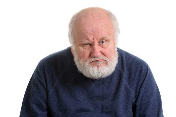 dissatisfied displeased old man isolated portrait - Photo, Image