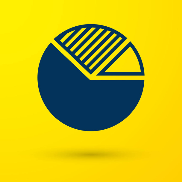 Ikona infografiki Blue Pie na żółtym tle. Znak diagramu. Ilustracja wektora - Wektor, obraz