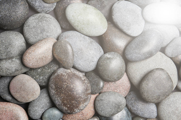 Spa stones as background, top view. Zen, balance, harmony - Photo, Image
