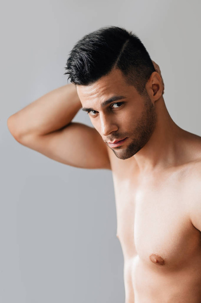 Sexy muscular shirtless man posing in studio. Male beauty - Foto, Bild