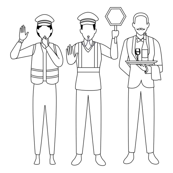 Trabajos y profesiones avatares en blanco y negro
 - Vector, Imagen