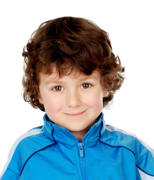 Grappige jongen dragen blauwe trainingspak  - Foto, afbeelding