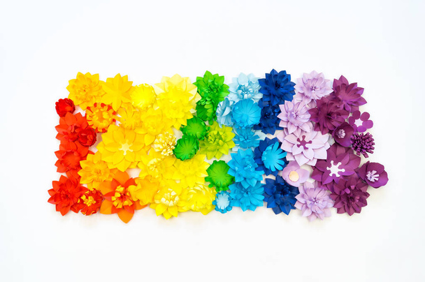 Paper craft flower rainbow color. Tolerance of people. - Фото, зображення