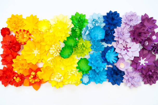 Paper craft flower rainbow color. Tolerance of people. - Fotoğraf, Görsel