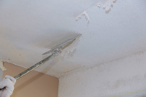 Beyaz sıva duvar desen doku patlamış mısır tavan removet için - Fotoğraf, Görsel