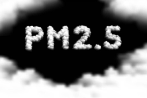 PM 2.5 tekst Cloud lub dymu wzór, zanieczyszczeń kurz koncepcja projektowania ilustracja na białym tle unoszą się na tle ciemnego nieba, wektor eps 10 - Wektor, obraz