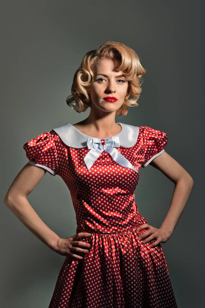 young blonde retro pinup woman - Photo, Image