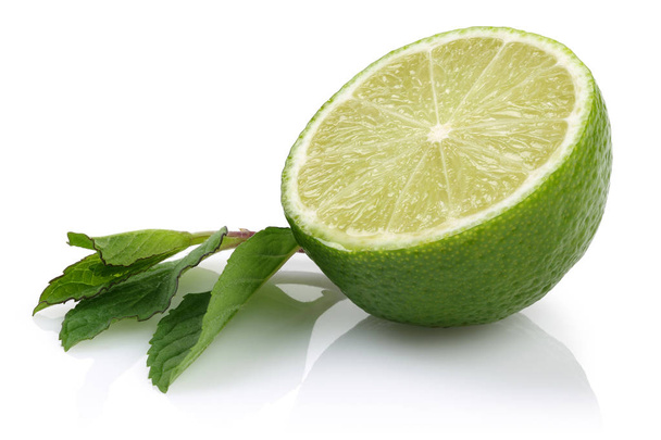 Fresh lime fruit isolated on white - 写真・画像