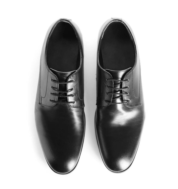 Pair of stylish male shoes on white background - Photo, Image