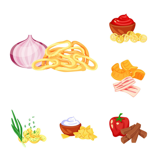 Vektor-Design von Lebensmitteln und Produkt-Symbol. Sammlung von Lebensmitteln und Party-Vektor-Illustration. - Vektor, Bild
