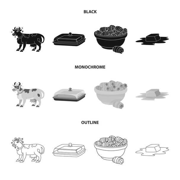 Vector illustratie van romige en productteken. Instellen van romige en boerderij aandelensymbool voor web. - Vector, afbeelding