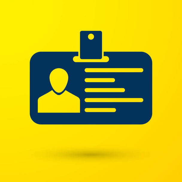 Icona badge Identificazione blu isolata su sfondo giallo. Carta d'identità. Può essere utilizzato per la presentazione, l'identità dell'azienda, la pubblicità e così via. Illustrazione vettoriale
 - Vettoriali, immagini