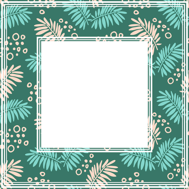 Tropical leaves border. Flat vector Illustration. Design element for poster, photo frame or home decor. - Вектор,изображение
